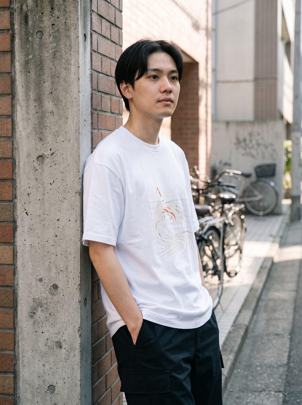 Avalanche Wave Grid Oversized Tee drape lifestyle